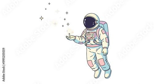 Astronaut Floating in Space Suit Alone.