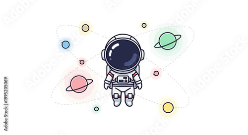 Astronaut in Space Suit Floating.