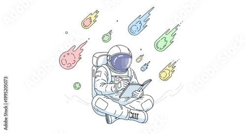 Astronaut sitting in space suit.