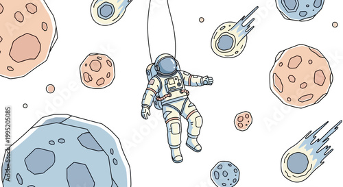 Astronaut floating in space suit.