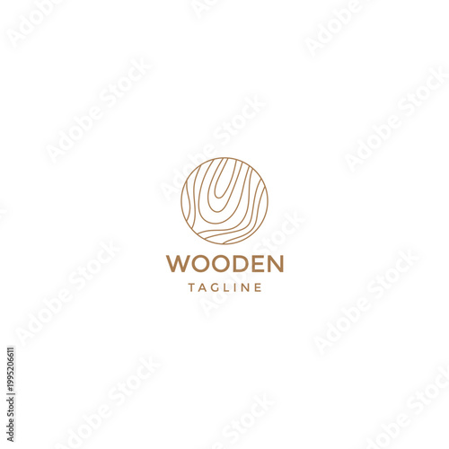 Wooden line logo icon vector illustration