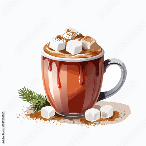 水彩画で描かれたホットチョコレートのイラスト