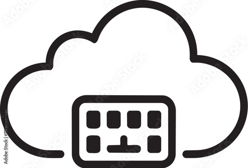 Black cloud icon with server dashboard
