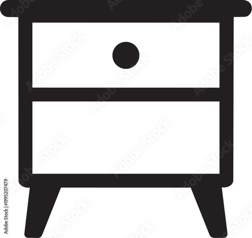 Simple black icon of a two drawer nightstand