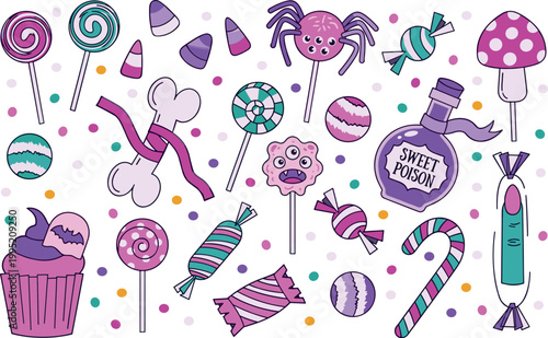 Cute Halloween Candy Set with Spooky Lollipops and Cupcakes