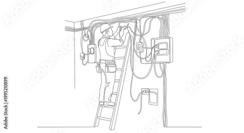 Man working on electrical panel.