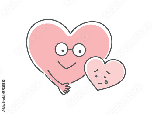 寄り添いを表すハートキャラクターのイラスト