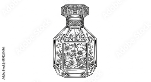 Elegant Scent Bottle Line Art Vector 