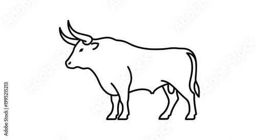 Minimalist Bull Icon - Strong Livestock Animal Silhouette, Vector Art