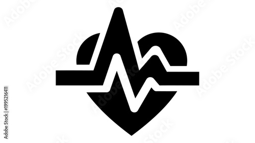 Heartbeat icon, ekg line inside a heart shape, medical symbol for cardiology and health monitoring, vector illustration