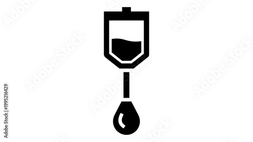 Iv drip bag icon, medical infusion therapy symbol, hospital saline solution vector illustration isolated on white backgr