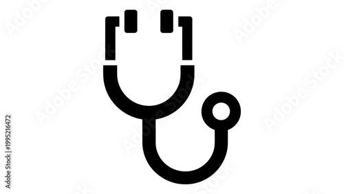 Stethoscope icon, medical diagnostic tool, healthcare symbol isolated on white background