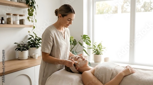 Professional Aesthetician Providing Facial Treatment in Serene Spa