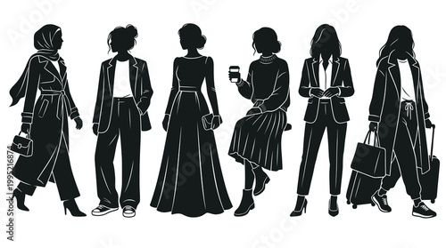 Fashionable Women Silhouettes: Business  Travel Styles