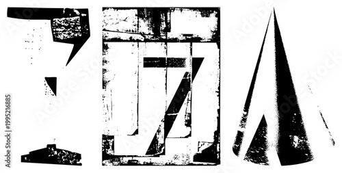 Rugged typographic design using distressed stencil font, weathered letterforms, urban street art style, spray paint aesthetic, raw graphic typography.