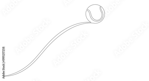 Tennis ball in motion, line art illustration