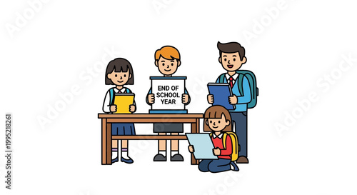 Happy Students Celebrating the End of School Year Together.