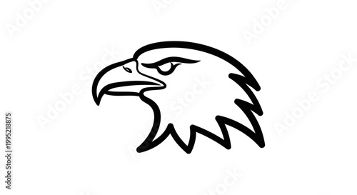 Eagle Head Silhouette, Minimalist Line Art Emblem, Fierce Bird of Prey Icon