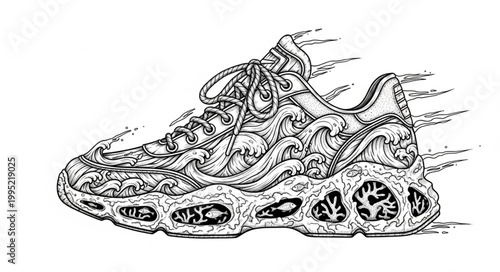 Ocean Wave Sneaker Lifestyle Vector 