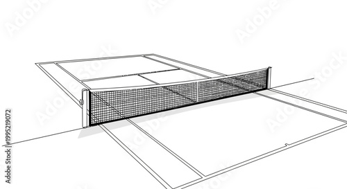 Tennis Court Net Illustration Sketch Drawing