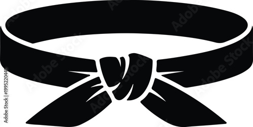 Silhouette karate belt tied in a knot for martial arts vector design