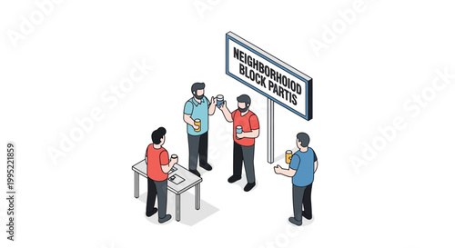 Group of People Planning Neighborhood Block Party Event.