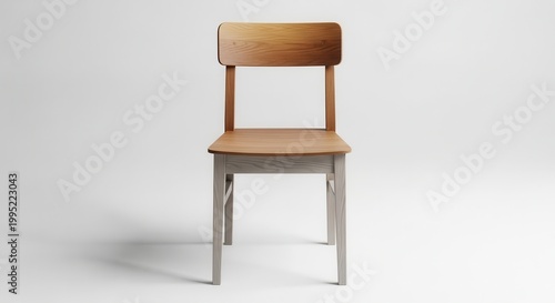 Modern wooden dining chair with two-tone design isolated against a pure white background