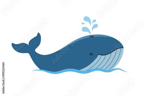 潮を吹くクジラのイラスト