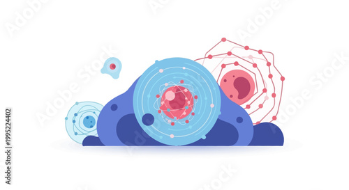 Abstract biological representation of cell structures and virus particles. EPS Editable. Vector Illustrations.