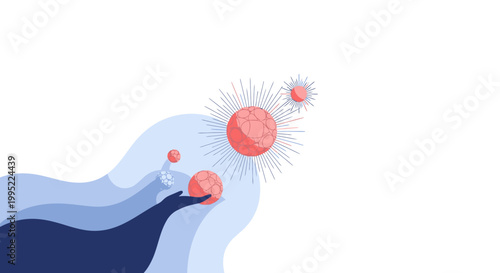 Abstract depiction of red virus particles floating in space. EPS Editable. Vector Illustrations.