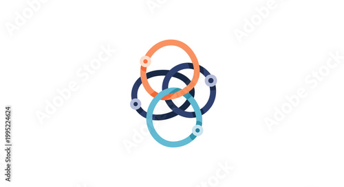 Abstract interlocking colorful circular rings composition. EPS Editable. Vector Illustrations.