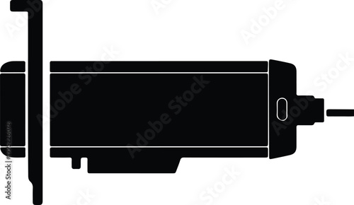 Silhouette computer graphics card hardware component for gaming pc vector design