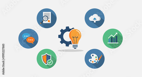 Innovation concept with light bulb gear.