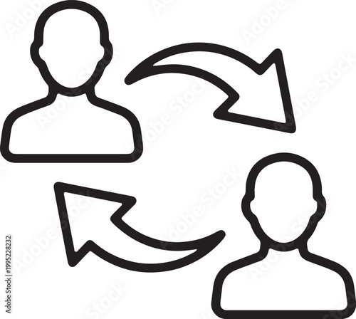 Art & Illustration, User interaction with circular arrows icon for employee rotation.