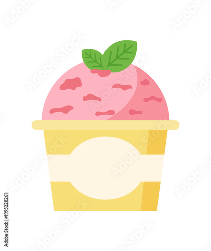 カップに入ったイチゴアイスクリームのイラスト