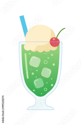 クリームソーダとメロンソーダのイラスト