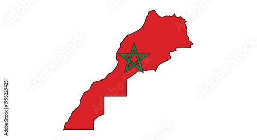 Fotografía Morocco map silhouette with national flag pattern isolated on white background