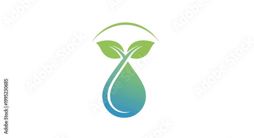 Green Leaf Water Drop Logo Design Concept.