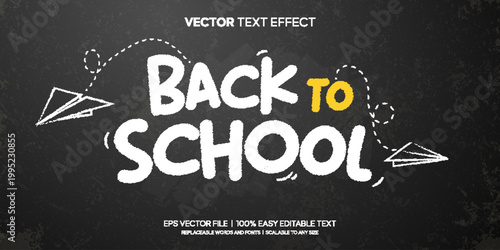 A chalkboard vector text effect design with editable font style for back to school typography and classroom blackboard background template