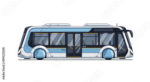 Modern blue and white electric city bus design