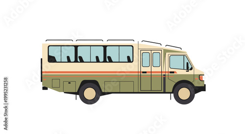 Retro style camper van illustration on a white background