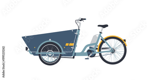 Electric cargo bike with front carrier box for urban transport isolated on white
