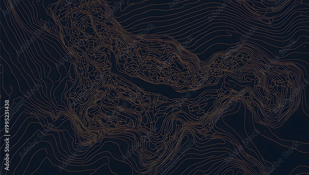 Amazing topography. Actual topography map. Futuristic seamless design, gorgeous tileable isolines pattern. Vector illustration.