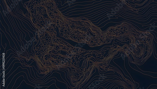 Amazing topography. Actual topography map. Futuristic seamless design, gorgeous tileable isolines pattern. Vector illustration.