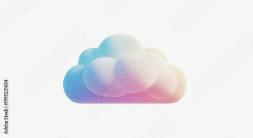 Soft Pastel Gradient Cloud Illustration for Digital Data Storage and Modern Computing Concepts