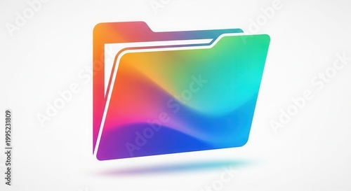 Dynamic spectrum-infused folder graphic representing organized information and innovative data