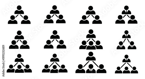 Black silhouettes of teamwork groups.