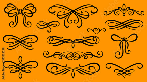 Tableau sur toile Elegant black vector flourishes and decorative elements collection isolated on o