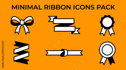 Collection of simple vector ribbon icon designs featuring various decorative shapes and styles for professional branding and creative graphic projects