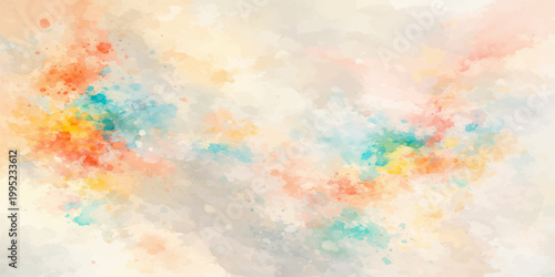 Abstract colorful watercolor background texture with orange, yellow and blue paint, smoke and sky inspired vintage paper illustration wallpaper design